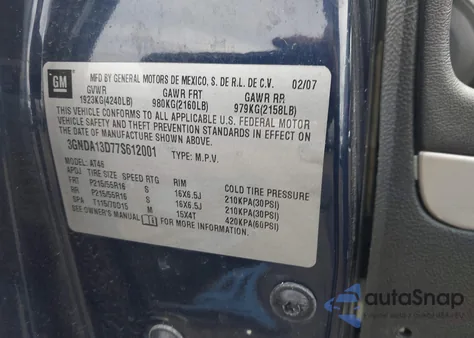 2007 Chevrolet Hhr Ls from USA, damaged, VIN 3GNDA13D77S612001